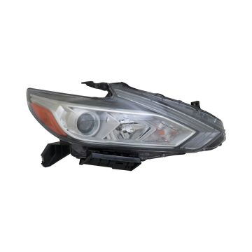 Headlight Assembly Composite Right Halogen w/o LED DRL Chrome Bezel for Nissan Altima Sedan 2016-2018
