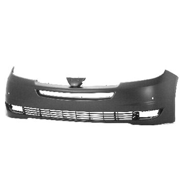 Bumper Cover Front w/Park Sensor w/o Radar Cruise Primed CAPA for Toyota Sienna 2004-2005