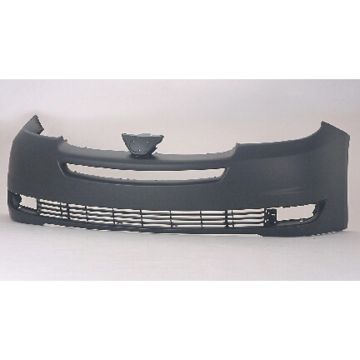 Bumper Cover Front w/o Park Sensor w/o Radar Cruise Primed CAPA for Toyota Sienna 2004-2005