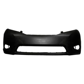 Bumper Cover Front w/o Park Assist Sensors Primed CAPA for Toyota Sienna Base LE XLE 2011-2017