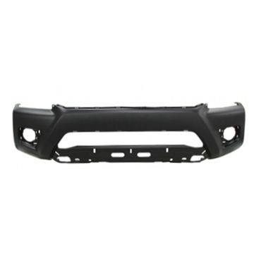 Bumper Cover Front w/o Wheel Opening Flares Fine Textured Black CAPA for Toyota Tacoma Base 2012-2015