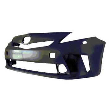 Bumper Cover Front LED Headlamps w/o Pre-Collision System Primed CAPA for Toyota Prius V 2012-2014