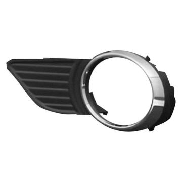 Bumper Insert Front Left Fog Lamp Bezel w/Park Sensor w/Fog Lamps Chrome/Black for Toyota Sienna Base LE XLE 2011-2017