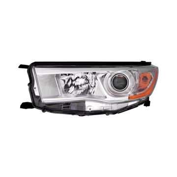 Headlight Assembly Composite Left w/o Auto High Beam w/o Smoked Chrome Accent CAPA for Toyota Highlander 2014-2016