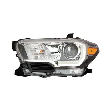 Headlight Assembly Composite Left Halogen w/o LED DRL w/o Fog Lamps Black Bezel CAPA for Toyota Tacoma 2016-2017