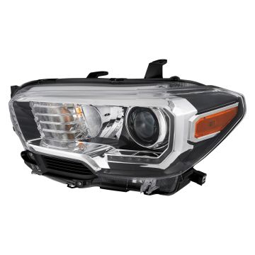 Headlight Assembly Composite Left Halogen w/LED DRL w/Fog Lamps Black Bezel CAPA for Toyota Tacoma 2016-2023