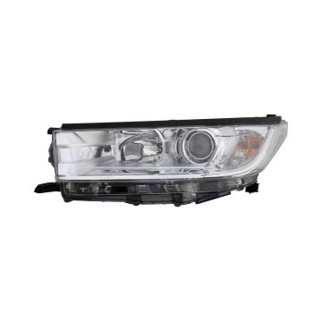 Headlight Assembly Composite Left w/o Smoked Chrome Accent w/o LED DRL Chrome Bezel for Toyota Highlander LE LE Plus XLE 2017-2019