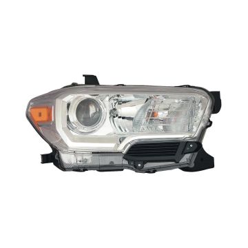 Headlight Assembly Composite Right Halogen w/o LED DRL w/o Fog Lamps Chrome Bezel for Toyota Tacoma 2016-2018