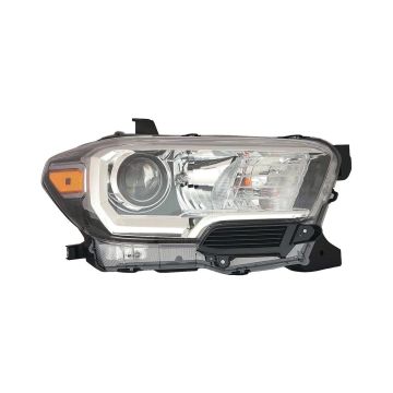 Headlight Assembly Composite Right Halogen w/o LED DRL w/o Fog Lamps Black Bezel for Toyota Tacoma 2016-2017
