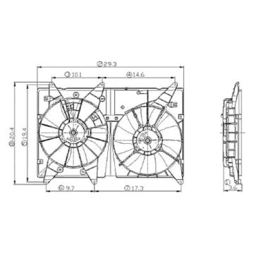 Engine Cooling Fan Assembly Motor/Blade/Shroud Dual Fan Assembly for Toyota Highlander 2001-2007