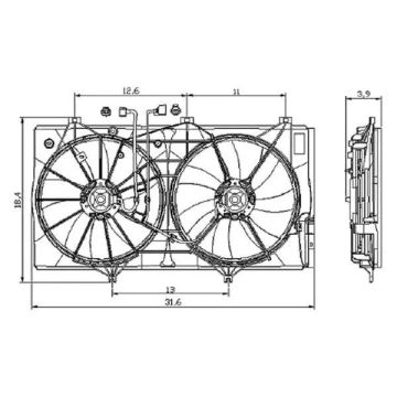 Engine Cooling Fan Assembly w/o Towing Pkg Motor/Blade/Shroud Dual Fan Assembly for Toyota Avalon Camry Venza
