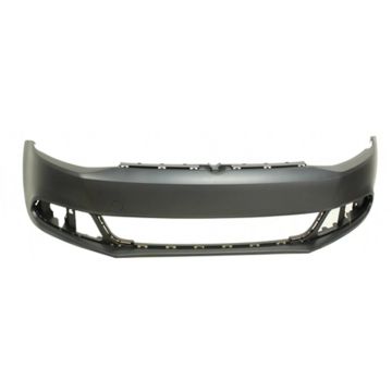 Bumper Cover Front w/o Headlamp Washer w/o Parking Assist Primed CAPA for Volkswagen Jetta 2011-2014