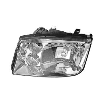 Headlight Assembly Composite Left Late Design w/Fog Lamps w/Chrome Bezel for Volkswagen Jetta 1999-2002