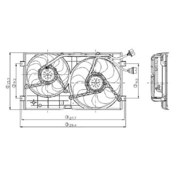 Engine Cooling Fan Assembly Motor/Blade/Shroud Dual Fan Assembly for Volkswagen Beetle 1998-2006