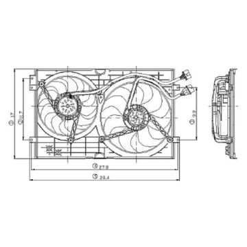 Engine Cooling Fan Assembly E w/Heavy Duty Cooling Type 4 Dual Fan Assembly for Volkswagen Golf Jetta