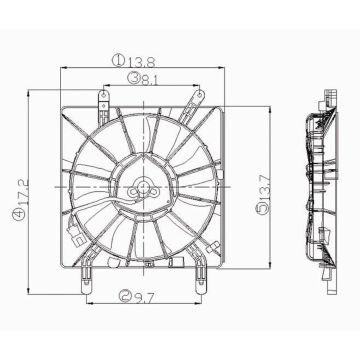 A/C Condenser Fan Assembly Includes Motor/Blade/Shroud for Acura RSX 2002-2005