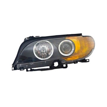 Headlight Assembly Composite Left Halogen w/Yellow Turn Indicator From 3/03 for BMW 325Ci Convertible Coupe 2003-2006