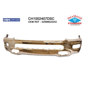 Bumper Face Bar Front Chrome CAPA for Ram 1500 Limited Laramie Sport Big Horn Lone Star SLT SXT Tradesman Laramie Longhorn HFE Longhorn Laramie Sport ST Hemi Sport Special Service TRX Limited Longhorn TRX Launch Edition Big Horn OffRoad 2019-2024