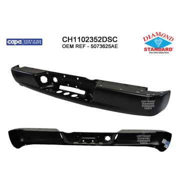 Bumper Face Bar Rear New Design Step Bumper Bar Only Black CAPA for Dodge Ram 1500 Ram 2500 Ram 3500