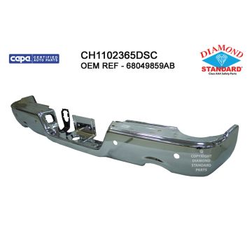 Bumper Face Bar Rear w/Dual Exhaust w/Parking Sensor Chrome CAPA for Dodge Ram 1500 Ram 1500 1500 Classic