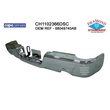 Bumper Face Bar Rear w/Dual Exhaust w/o Parking Sensor Chrome CAPA for Dodge Ram 1500 Ram 1500 1500 Classic