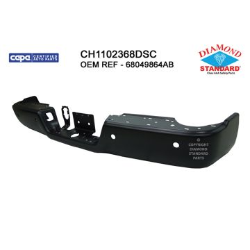 Bumper Face Bar Rear w/o Dual Exhaust w/Parking Sensor Primed CAPA for Dodge Ram 2500 Ram 3500 Ram 1500 Ram 1500 2500 3500 1500 Classic