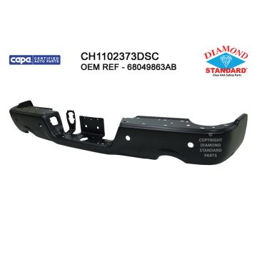 Bumper Face Bar Rear w/Dual Exhaust w/Parking Sensor Primed CAPA for Dodge Ram 1500 Ram 1500 1500 Classic