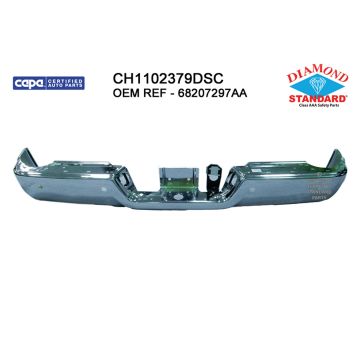 Bumper Face Bar Rear w/Parking Sensors Chrome CAPA for Ram 3500 2500