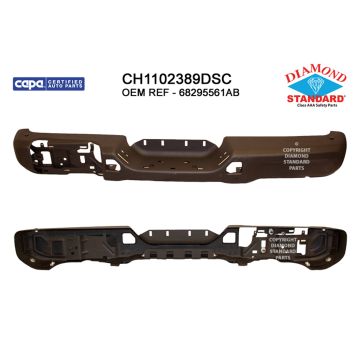 Bumper Face Bar Rear w/o Parking Sensors Steel CAPA for Jeep Wrangler 2018-2024
