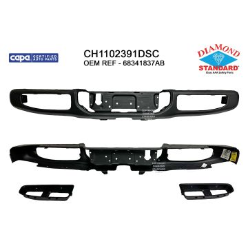 Bumper Face Bar Rear w/o Parking Sensors CAPA for Jeep Gladiator 2020-2024