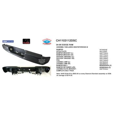 Bumper Assembly Rear Primed CAPA for Dodge Ram 2500 Ram 3500