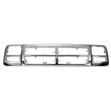 Grille Assembly Outer Grille Shell Chrome CAPA for Dodge D350 D250 D150 W250 W350 W150 Ramcharger