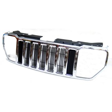Grille Assembly Matte Black w/Chrome Frame CAPA for Jeep Liberty 2008-2012