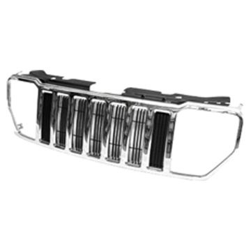 Grille Assembly Matte Black w/Chrome Frame for Jeep Liberty 2008-2012