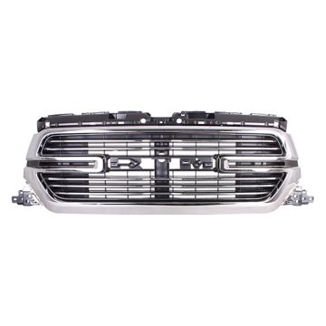 Grille Assembly w/o Surround View Camera Chrome Grille/Chrome Surround CAPA for Ram 1500 2019-2022