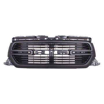Grille Assembly w/o Surround View Camera Black Grille/Chrome Surround CAPA for Ram 1500 2019-2022