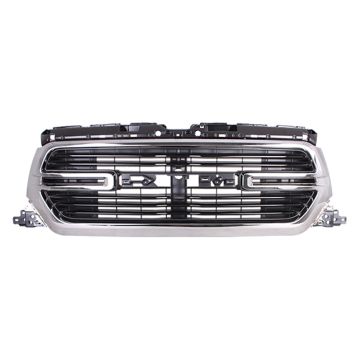 Grille Assembly w/o Surround View Camera Black Chrome Surround CAPA for Ram 1500 2019-2022
