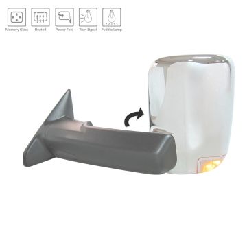 Door Mirror Assembly Left w/o Memory Power-Folding Chrome for Ram 2500 3500