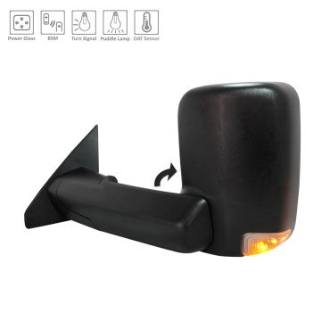 Door Mirror Assembly Left w/Towing Pkg Non-Heated w/Blind Spot Detection Black Trim for Ram 1500 2019