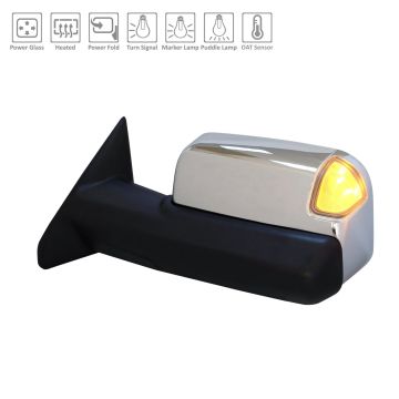 Door Mirror Assembly Left w/Towing Pkg w/o Blind Spot Sensor w/o Surround View w/o Memory Chrome for Ram 2500 3500