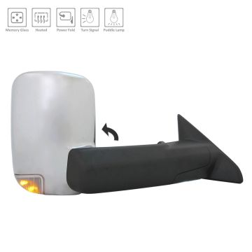 Door Mirror Assembly Right w/o Memory Power-Folding Chrome for Ram 2500 3500