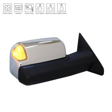 Door Mirror Right w/Towing Pkg w/o Blind Spot Sensor w/o Surround View w/o Memory Chrome for Ram 2500 3500