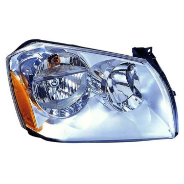 Headlight Assembly Composite Left Chrome Bezel for Dodge Magnum 2005-2007