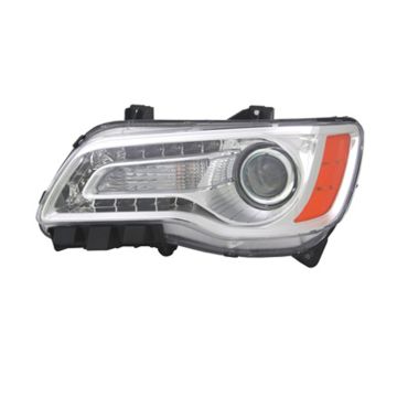 Headlight Assembly Composite Left Halogen Chrome Bezel CAPA for Chrysler 300 Sedan 2011-2014