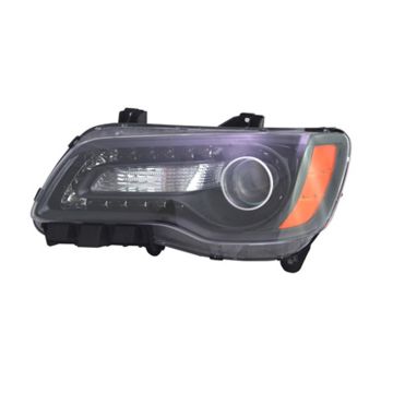 Headlight Assembly Composite Left Halogen Black Bezel for Chrysler 300 2012-2014