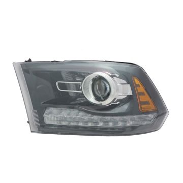 Headlight Assembly Composite Left Halogen Projector Type Black Bezel CAPA for Ram 1500 Sport 2013-2014