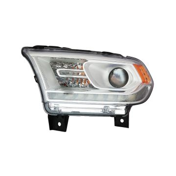 Headlight Assembly Composite Left Halogen w/DRL Chrome Trim CAPA for Dodge Durango 2016-2020