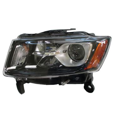 Headlight Assembly Composite Left Halogen Standard Type Black CAPA for Jeep Grand Cherokee 2014-2016