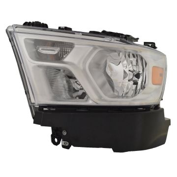 Headlight Assembly Composite Left Halogen Chrome Trim for Ram 1500 2019-2024