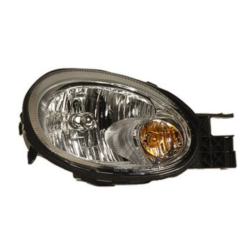 Headlight Assembly Composite Right w/o Headlamp Level System From 5/12/03 w/Chrome Bezel Includes Bulb for Dodge Neon 2003-2005